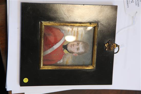 19th century English School Miniature portrait of an army officer 3.5 x 2.75in.
